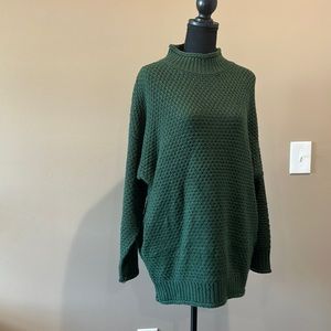 MEROKEETY small ladies, green cable, knit sweater dress